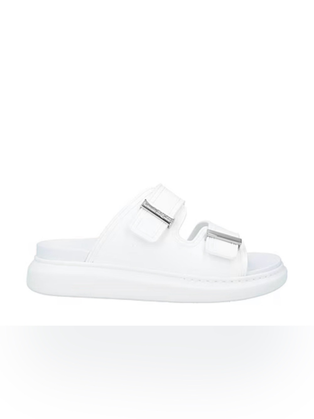 Alexander McQueen White Double-Buckle Slide Sandals size 38